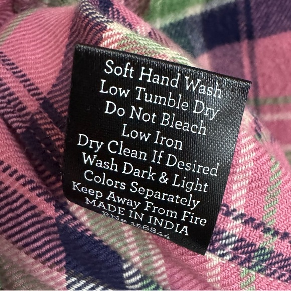 LE SUPERBE Rhinestone Collar Flannel Plaid Button Down Shirt | Cowgirl | Pink 2 - Picture 6 of 11